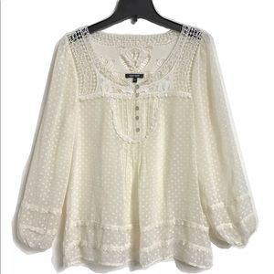 Daniel Rainn - Women's XL - Cream Crochet Blouse
